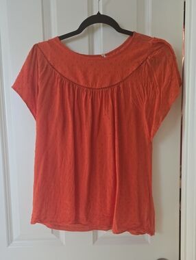 LOFT Orange Short-Sleeve Peasant Blouse